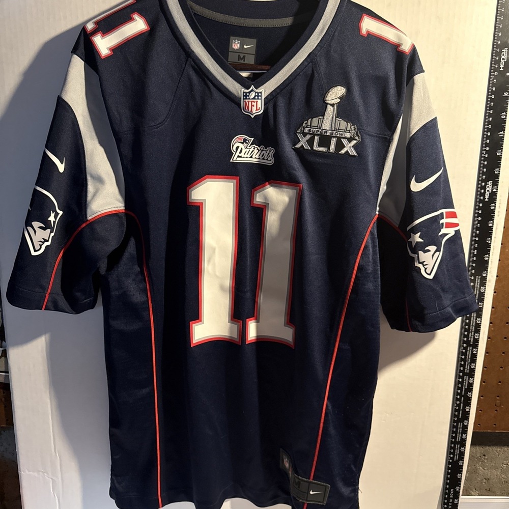New England Patriots Julian Edelman Nike Super Bowl XLIX 49 Jersey Blue Medium